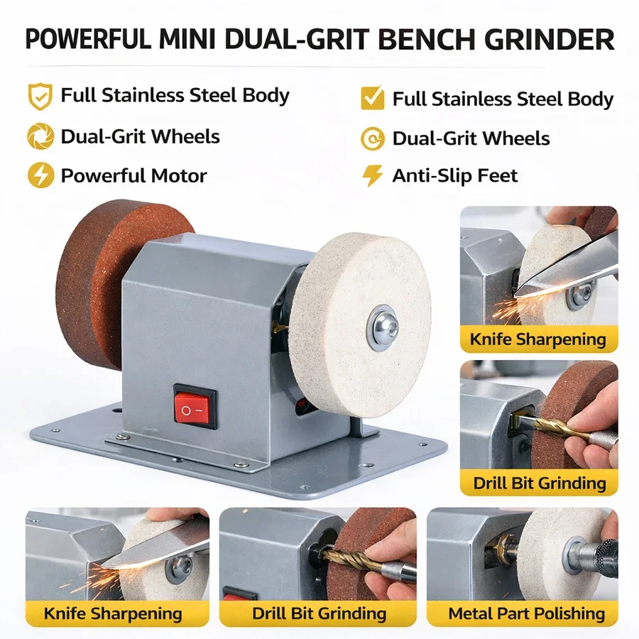 Power Tools Usa - Amoladora de Banco Eléctrica Mini, Cuerpo